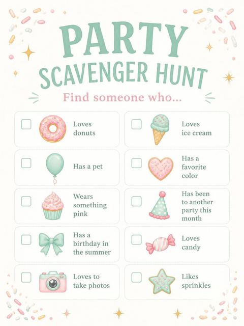 Scavenger hunt in the Pink Donut Pastel 2nd Birthday design