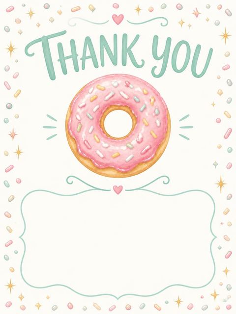 Thank-you flat in the Pink Donut Pastel 2nd Birthday design