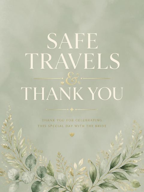 Goodbye card in the Emerald Peony Bridal Shower design