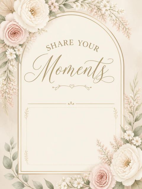 Hashtag card in the Emerald Peony Bridal Shower design