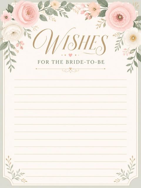 Wishes page in the Emerald Peony Bridal Shower design