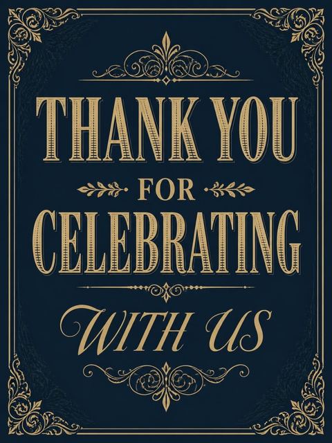 Thank-you flat in the Navy Gold Filigree Birthday Invitation design