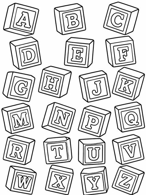 Coloring sheet in the Primary Color Alphabet Block 1st Birthday design