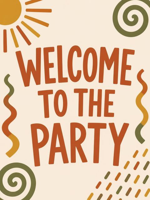 Welcome sign in the Terracotta Sage Abstract Birthday Invitation design