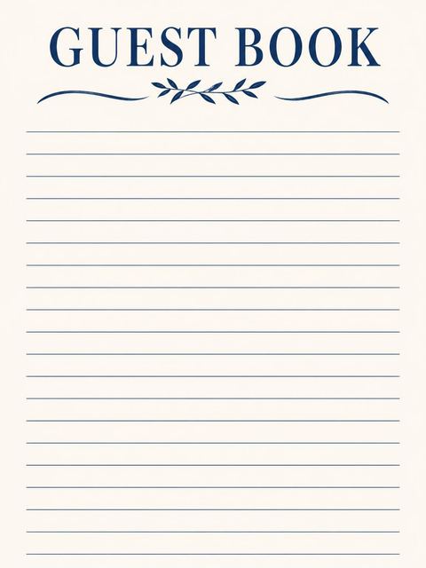 Guest sign-in sheet in the Navy Brush Script 75th Birthday design