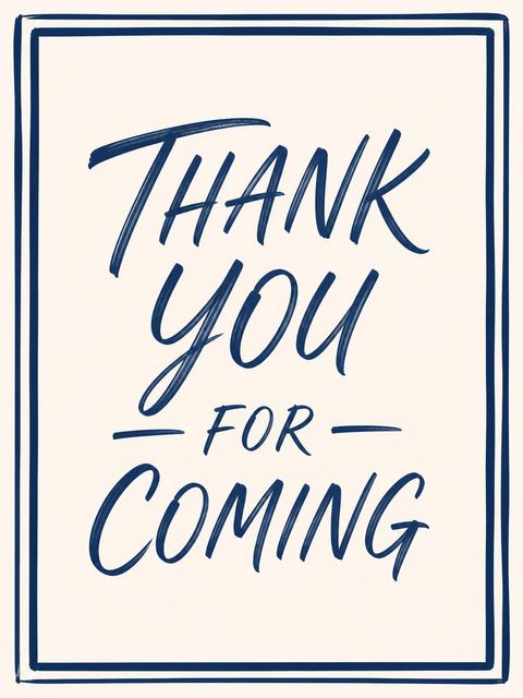Thank-you flat in the Navy Brush Script 75th Birthday design