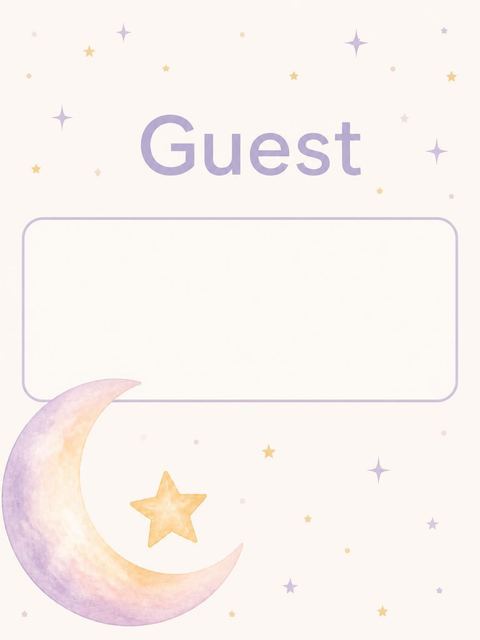 Place card in the Watercolor Moon and Star First Birthday design