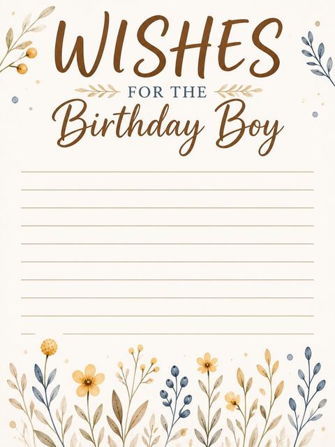 Wishes page in the Watercolor Platypus First Birthday Invitation design