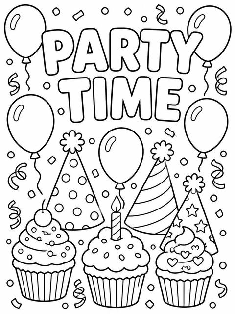 Coloring sheet in the Turquoise Pink Yellow Balloon 5th Birthday design