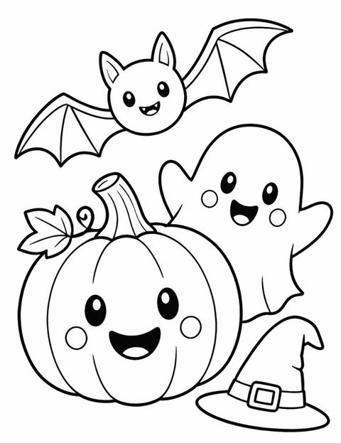 Coloring sheet in the Orange Pumpkin Ghost Halloween Party design