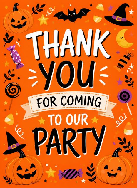 Thank-you flat in the Orange Pumpkin Ghost Halloween Party design