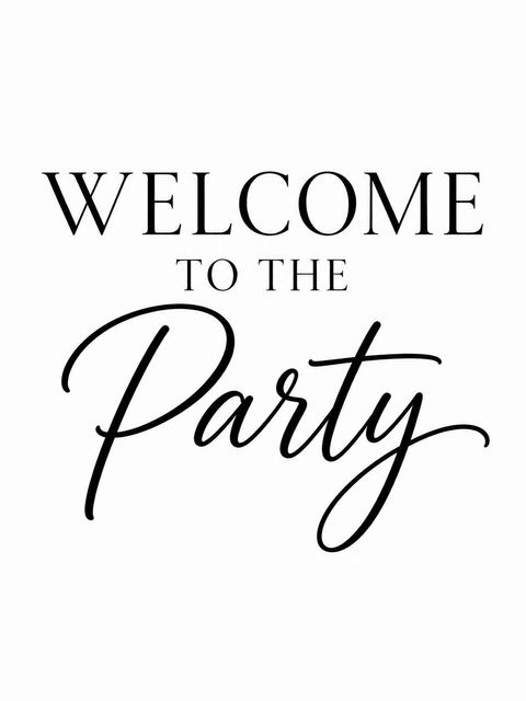 Welcome sign in the Black and White Script Sweet Sixteen design