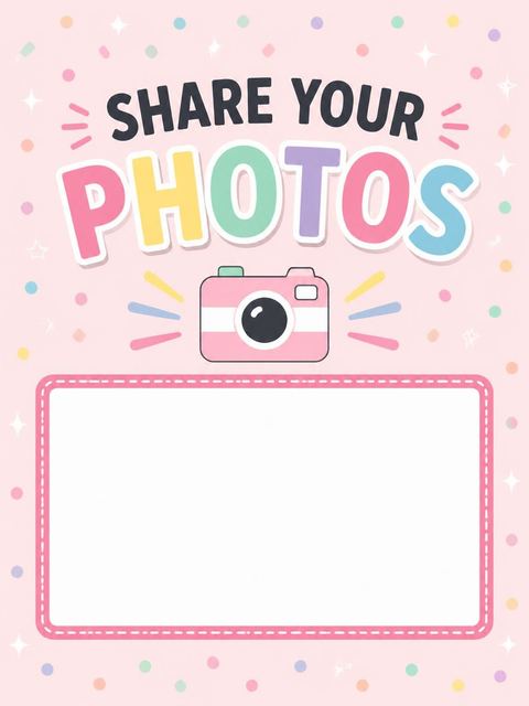 Hashtag card in the Pink Frosted Cake 4th Birthday Invitation design