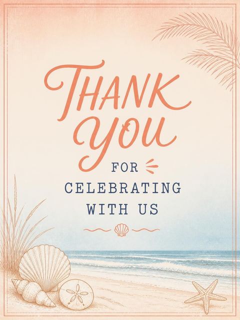Thank-you flat in the Vintage Etched Lifeguard Beach Party design