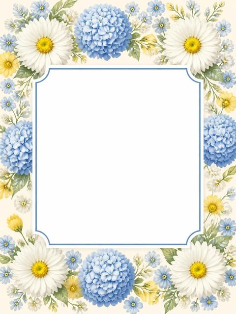 Place card in the Blue Hydrangea Daisy Bridal Shower design