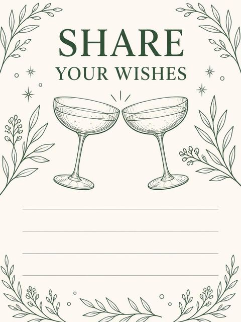Feedback card in the Forest Green Champagne Line-Art 50th Birthday design