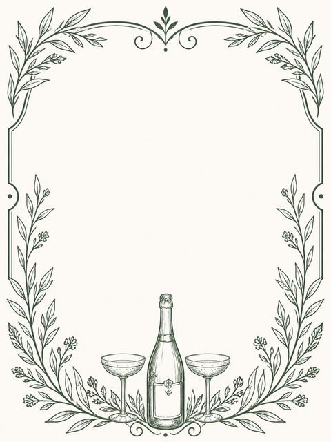 Place card in the Forest Green Champagne Line-Art 50th Birthday design