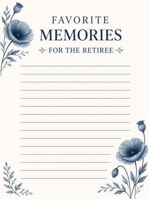 Memory card in the Navy Hydrangea Retirement Celebration design