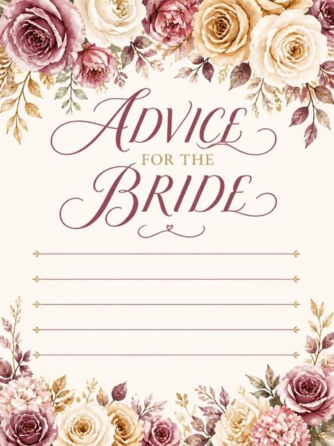 Advice card in the Dusty Rose Floral Bridal Shower design