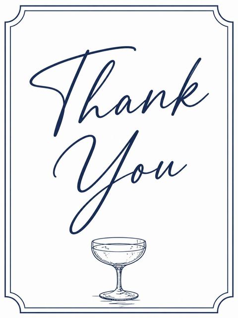 Thank-you flat in the Navy Ink Champagne 70th Birthday design