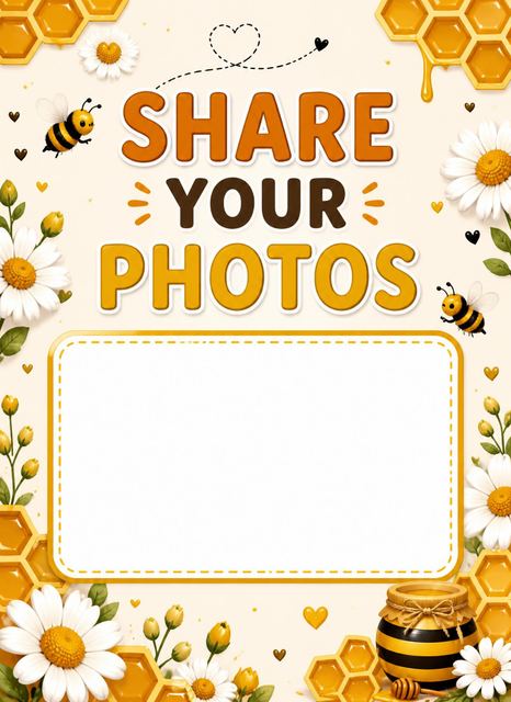 Hashtag card in the Honeybee Daisy 1st Birthday Invitation design