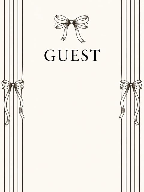 Place card in the Ink Pinstripe Bow Bridal Shower design