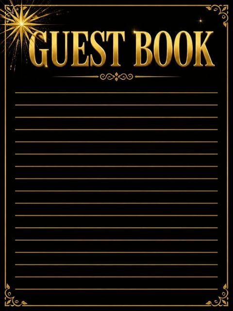 Guest sign-in sheet in the Gold 3D Starburst 50th Birthday design