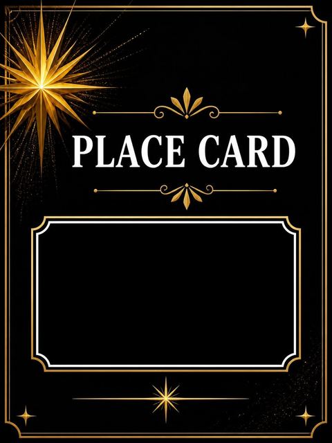 Place card in the Gold 3D Starburst 50th Birthday design