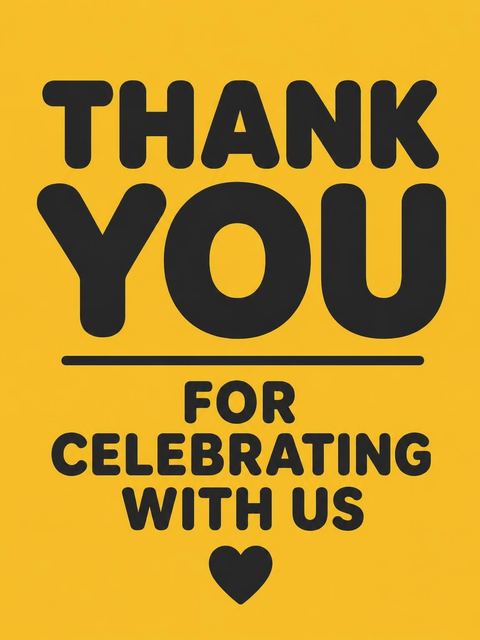 Thank-you flat in the Minimalist Yellow Bold Typography 3rd Birthday design