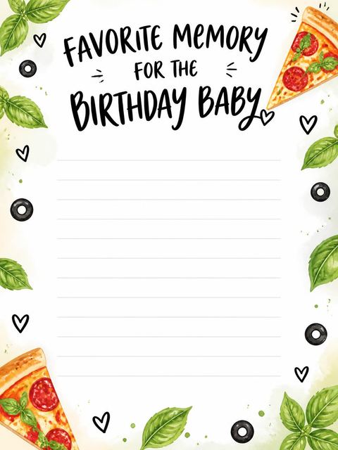 Memory card in the Slice of Fun Pizza 1st Birthday design