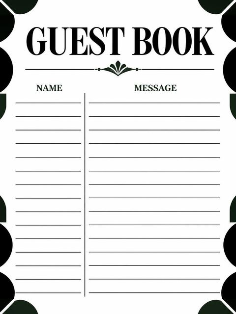Guest sign-in sheet in the Forest Green Bold Serif 50th Birthday design