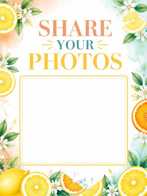 Hashtag card in the Watercolor Citrus Beach Summer Party design