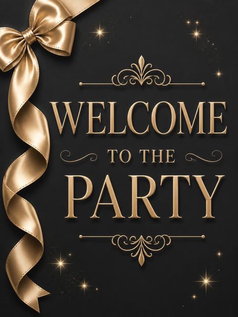Welcome sign in the Black and Gold Ribbon 40th Birthday design