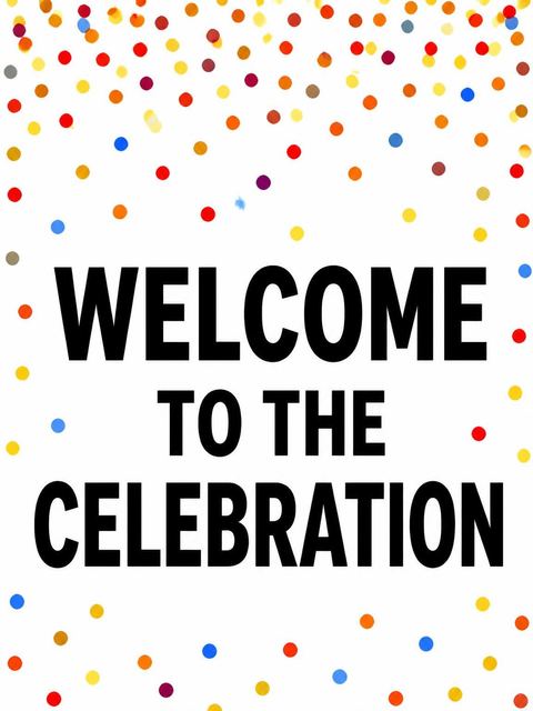 Welcome sign in the Colorful Confetti 60th Birthday Invitation design