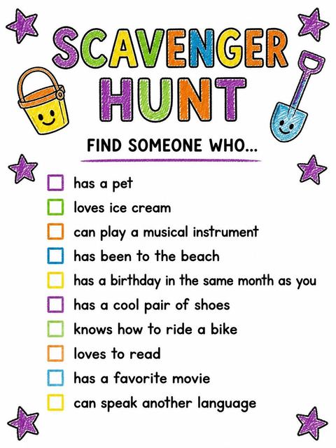 Scavenger hunt in the Crayon Beach Toy 1st Birthday design