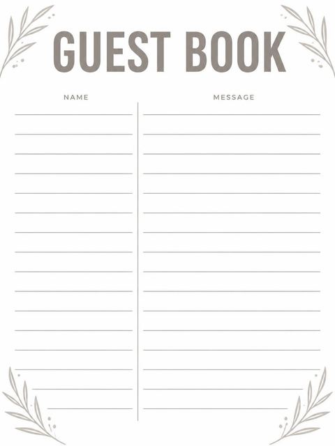 Guest sign-in sheet in the Taupe Brush-Stroke 60th Birthday Invitation design