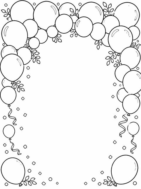 Coloring sheet in the Sage and Peach Balloon 10th Birthday design