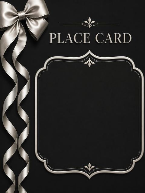 Place card in the Silver Ribbon Matte Black 40th Birthday design