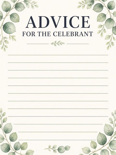 Advice card in the Green Eucalyptus 50th Birthday Invitation design