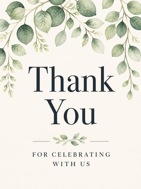 Thank-you flat in the Green Eucalyptus 50th Birthday Invitation design