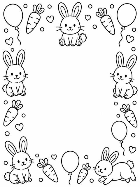 Coloring sheet in the Crayon Bunny and Carrot 7th Birthday design
