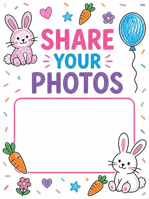 Hashtag card in the Crayon Bunny and Carrot 7th Birthday design