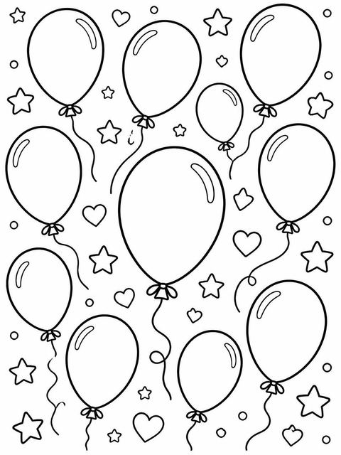 Coloring sheet in the Minimalist Black and Cream Balloon 13th Birthday design