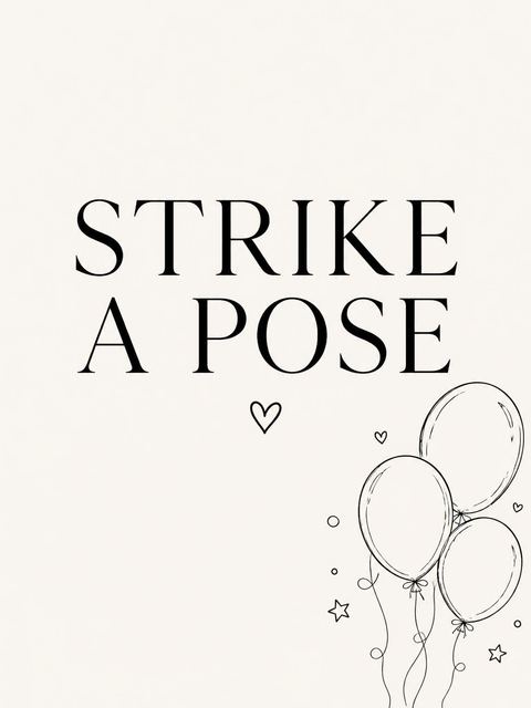 Photo-booth sign in the Minimalist Black and Cream Balloon 13th Birthday design