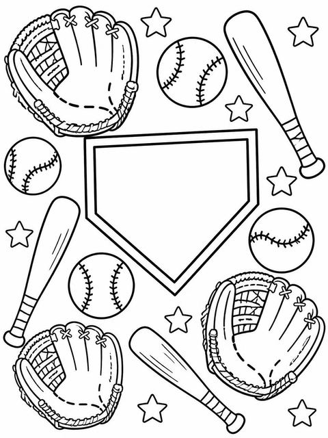 Coloring sheet in the Watercolor Baseball Glove 7th Birthday design