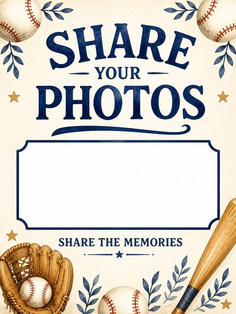 Hashtag card in the Watercolor Baseball Glove 7th Birthday design