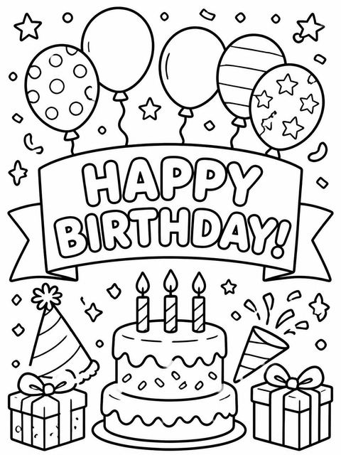 Coloring sheet in the Yellow Black Bold Typography 3rd Birthday design
