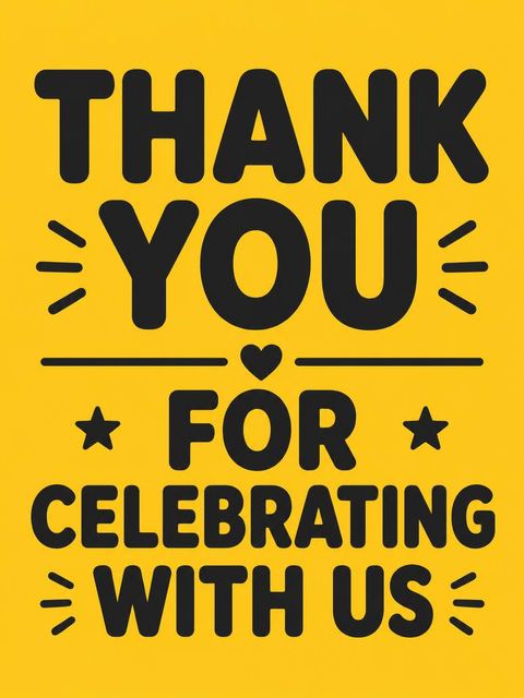Thank-you flat in the Yellow Black Bold Typography 3rd Birthday design