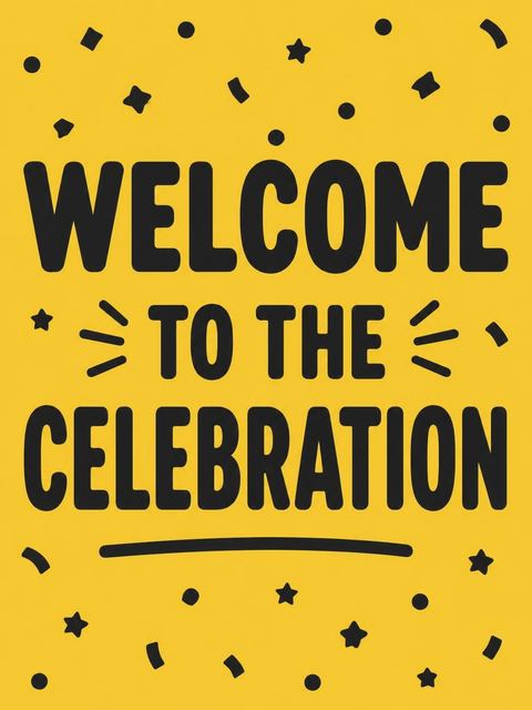 Welcome sign in the Yellow Black Bold Typography 3rd Birthday design