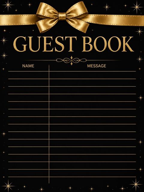 Guest sign-in sheet in the Gold Ribbon Black 95th Birthday design